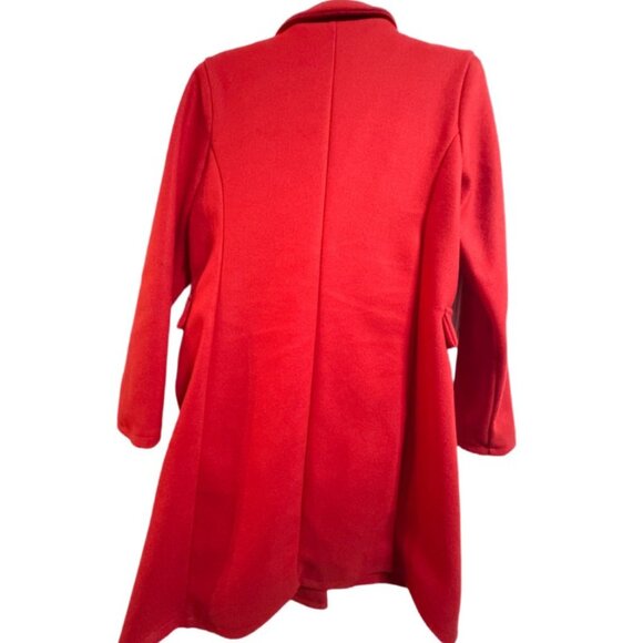 🔥 FLASH SALE SHEIN Red Long Double Breasted Coat Size L | Chic Winter Outerwear - Picture 3 of 4